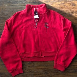 FINAL PRICE H&M Cropped Rose Embroidered Sweater